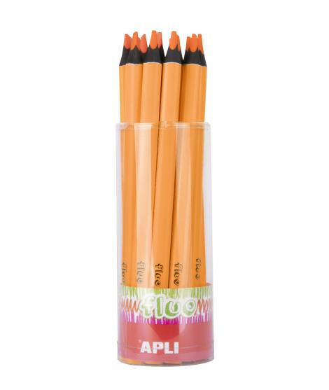 Apli Lapices Jumbo Fluor Naranja - Triangulares de 5mm - Mejor Sujecion y Cobertura - Pack de 18 Unidades - Formato para Exposit