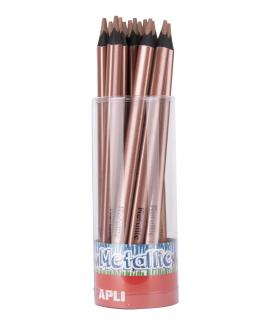 Apli Lapices Jumbo Metallic Bronce - 5mm de Grosor Triangular - 18 Unidades por Pack - Ideal para Mejor Sujecion y Mayor Cobertu