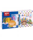 Apli Libro de Pegatinas Educativo Vocales - Tamaño 100x100x40 - 10 Paginas de Carton Rigido de 3mm - 5 Hojas de Gomets Removible