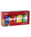 Apli Gomets Redondos Ø 45mm - Pack de 4 Rollos Surtidos - 1416 Gomets por Pack - Adhesivo Permanente - Hojas Pretroqueladas - Id