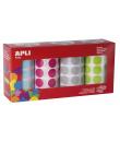 Apli Gomets Redondos Ø 20mm - Colores Surtidos - Adhesivo Permanente - 4 Rollos - 7080 Gomets - Desarrollo Psicomotriz - Normas 