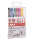 Apli Rotuladores Tinta Permanente Punta Fina - 1-2mm - Pack 7 Colores - Base Aceite - Larga Duracion - Resistente Al Agua - Sopo