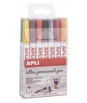 Apli Rotuladores Tinta Permanente Punta Fina - Pack 14 Colores - Base Aceite - Resistente Al Agua - Soporta Hasta 60°C