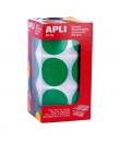 Apli Gomets XL Redondos Verdes - Ø 33mm - Adhesivo Permanente - 708 Gomets por Rollo