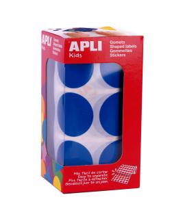 Apli Gomets XL Redondos Azules - Ø 33mm - Adhesivo Permanente - 708 Gomets por Rollo - Ideal para Desarrollar Habilidades