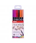 Apli Brush Marker Pack de 12 Rotuladores Acuarelables de Doble Punta - Punta Pincel de 1-4mm y Punta Redonda de 1mm - Tinta Base