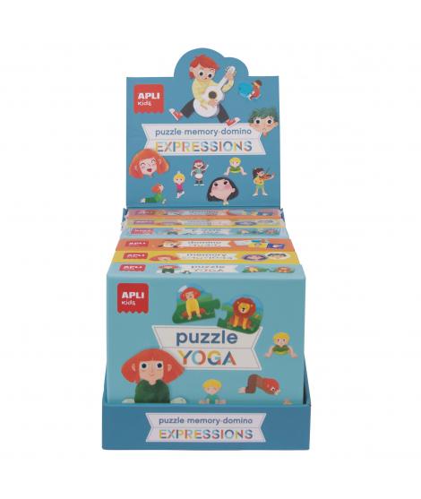 Apli Coleccion de Juegos Educativos - Incluye 2 Puzles Yoga de 24 Piezas, 2 Memory Emotions de 24 Piezas y 2 Domino Music de 28 