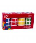 Apli Gomets Cuadrados Adhesivo Permanente - Tamaño 20 x 20mm - Pack de 4 Rollos en Colores Surtidos - 7080 Gomets por Pack