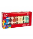 Apli Gomets Redondos Metalizados Ø 33mm - Pack de 4 Rollos (Amarillo, Azul, Rojo y Verde) - 2256 Gomets en Total - Hojas Pretroq