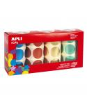 Apli Gomets Redondos Metalizados Ø 33mm - Pack de 4 Rollos (Amarillo, Azul, Rojo y Verde) - 2256 Gomets en Total - Hojas Pretroq