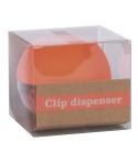 Apli Fluor Collection Dispensador de Clips - Ø 70x60 mm - Tapa Magnetica "Soft Touch" Naranja - Incluye 50 Clips Amarillo Fluore