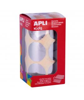 Apli Gomets Redondos Plata Metalizado - Ø33mm - 59 Hojas Pretroqueladas - Adhesivo Base Agua - Normas EN-71 y FSC