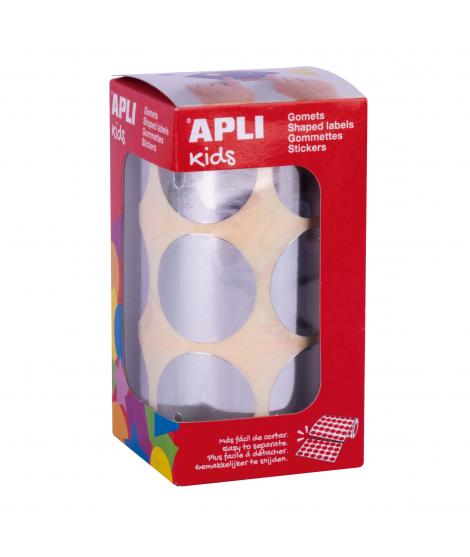 Apli Gomets Redondos Plata Metalizado - Ø33mm - 59 Hojas Pretroqueladas - Adhesivo Base Agua - Normas EN-71 y FSC