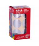 Apli Gomets Redondos Plata Metalizado - Ø33mm - 59 Hojas Pretroqueladas - Adhesivo Base Agua - Normas EN-71 y FSC