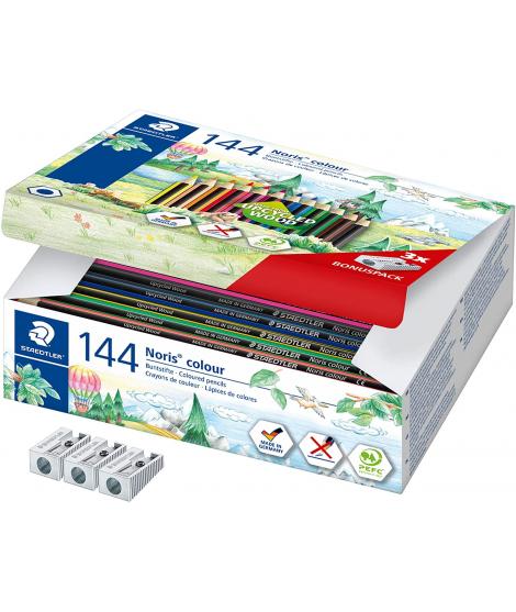 Staedtler Noris Colour 185 Pack de 144 Lapices Hexagonales de Colores - Resistencia a la Rotura - Colores Surtidos