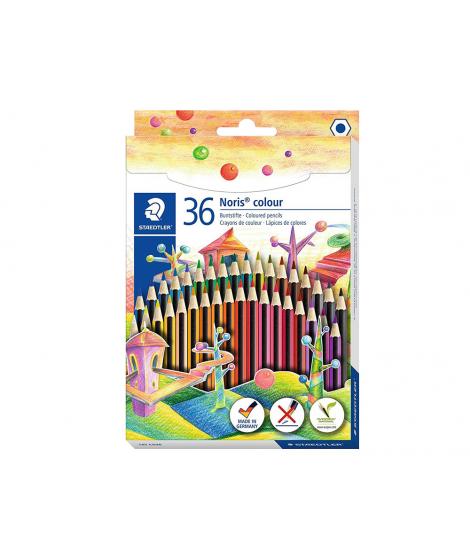 Staedtler Noris Colour 185 Pack de 36 Lapices Hexagonales de Colores - Fabricados en Wopex - Muy Resistentes - Madera de Fuentes