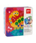 Apli Kids Juego de Gomets Dino - Incluye 8 Laminas Ilustradas - 8 Hojas de Gomets Removibles - Caja Metalica Exclusiva