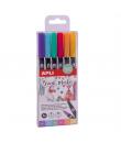 Apli Rotuladores Acuarelables de Doble Punta - 1-4mm y 1mm - Tonos Pastel - Tinta Base Agua - Mezclables - Pack 6 Colores