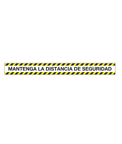 Apli Tira de Señalizacion Adhesiva "Mantenga Distancia de Seguridad" - 1000x100mm - Film de PVC de 100 Micras con Barniz Mate