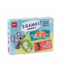 Apli Set de 3 Juegos Animales: 1 Puzzle de 24 Piezas, 1 Domino de 36 Piezas y 1 Memory de 24 Piezas - Recomendado para Niños a p