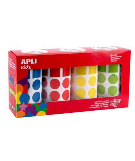 Apli Gomets Geometricos Surtidos Parchis - 20mm - Adhesivo Permanente - 8260 Gomets - 59 Hojas Pretroqueladas - 35 Gomets por Ho