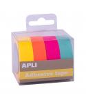 Apli Fuor Pack con 4 Cintas Adhesivas de Papel Washi 15mmx10m - Decoracion y Manualidades - Colores Fluor Surtidos