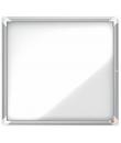 Nobo Vitrina para 6 Hojas A4 - Superficie Blanca Magnetica - Puerta de Cristal de Seguridad - Marco de Aluminio - Color Blanco