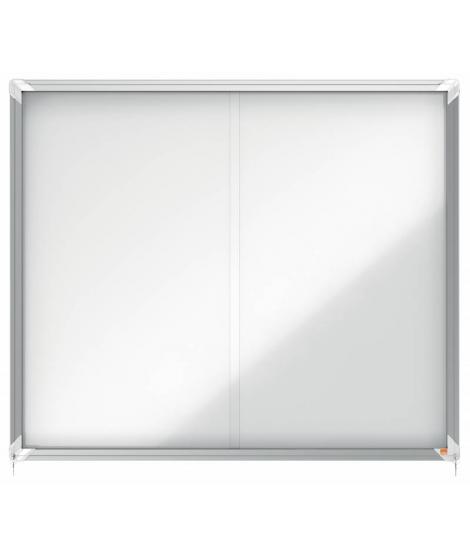 Nobo Premium Plus Vitrina Magnetica de Puerta Corredera 15xA4 - 1140x970mm - Superficie Magnetica - Blanco