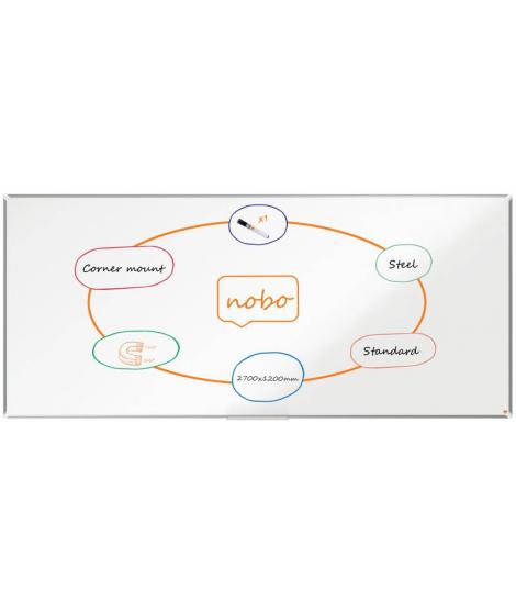 Nobo Premium Plus Pizarra Magnetica de Acero Lacado 2700x1200mm - Montaje en Esquinas - Blanco