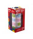 Apli Kids Rollo de 900 Gomets con Forma de Flor - Adhesivo Base Agua - Libre de Disolventes - Materiales 100% Reciclables - Colo