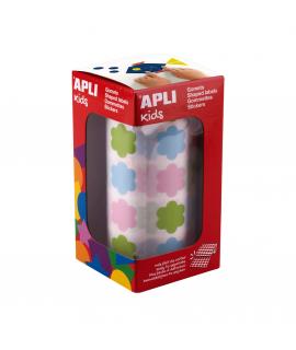 Apli Kids Rollo de 900 Gomets con Forma de Flor - Adhesivo Base Agua - Libre de Disolventes - Materiales 100% Reciclables - Colo