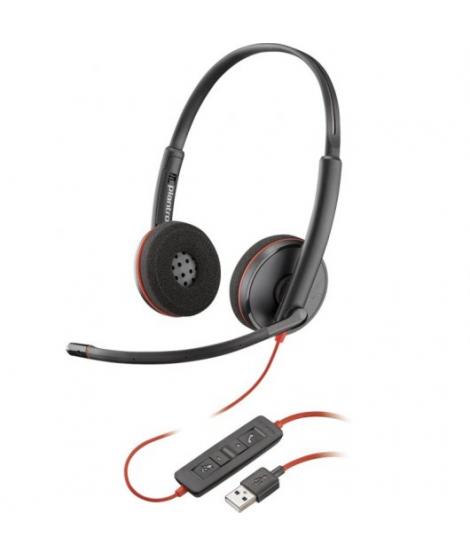 Plantronics Blackwire C3220 USB-A Auriculares con Microfono - Almohadillas Acolchadas - Controles en Cable - Color Negro