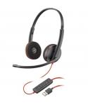 Plantronics/Poly Blackwire C3220 USB-A Auriculares con Microfono - Almohadillas Acolchadas - Controles en Cable - Color Negro