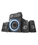 Trust Gaming GXT 658 Tytan Set de Altavoces 5.1 180W - Subwoofer de Madera - Iluminacion LED Azul - Bajos Profundos - Mando a Di