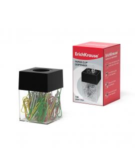 Erichkrause Dispensador de Clips - Compacto y Elegante - Incluye 100 Clips de Colores - Color Negro