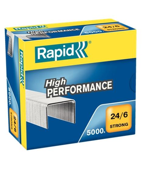 Rapid Strong Caja de 5000 Grapas 24/6 - Hasta 30 Hojas - Alambre Reforzado Galvanizado - Patilla de 6mm