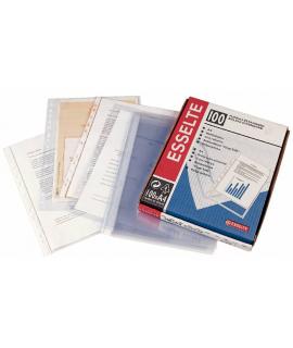 Esselte Funda Porta Documentos Folio PVC Liso Calidad Estandar Multitaladro-16 Transparente