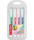 Stabilo Swing Cool Pastel Pack de 4 Marcadores Fluorescentes - Cuerpo Plano - Punta Biselada - Trazo entre 1 y 4mm - Tinta con B