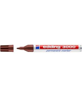 Edding 3000 Rotulador Permanente - Punta Redonda de 1.5mm - Trazo entre 1.5 y 3mm - Recargable - Secado Rapido - Color Marron