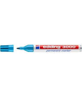 Edding 3000 Rotulador Permanente - Punta Redonda de 1.5mm - Trazo entre 1.5 y 3mm - Recargable - Secado Rapido - Color Azul Clar