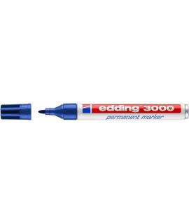 Edding 3000 Rotulador Permanente - Punta Redonda de 1.5mm - Trazo entre 1.5 y 3mm - Recargable - Secado Rapido - Color Azul