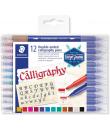 Staedtler 3005 Pack de 12 Rotuladores de Doble Punta para Caligrafia - Colores Surtidos