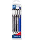 Staedtler Pigment Liner 308 Pack de 3 Rotuladores Calibrados + 1 Portaminas - Secado Rapido - Color Negro