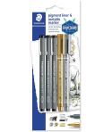 Staedtler Pigment Liner 308 Pack de 5 Rotuladores Calibrados - Tinta Resistente a la Luz y Agua - Para Escribrir, Esborzar y Dib