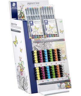 Staedtler Pigment Liner 308 Expositor con 60 Rotuladores + 10 Estuches - Colores Surtidos