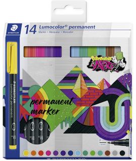 Staedtler Pack de 14 Rotuladores Permanentes - Trazo 0.6mm - Resistente a las Manchas y al Agua - Secado Rapido - Colores Surtid