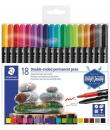 Staedtler 3187 Pack de 18 Rotuladores Permanentes de Doble Punta - Resistente al Agua - Secado Rapido - Colores Surtidos