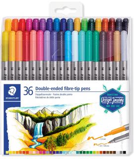 Staedtler 3200 Pack de 36 Rotuladores de Doble Punta - Resistente a la Presion - Colores Surtidos