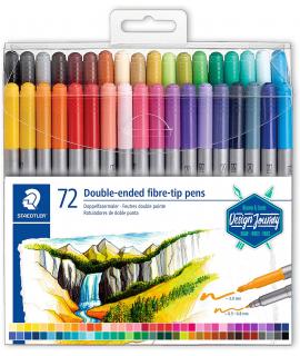 Staedtler 3200 Pack de 72 Rotuladores de Doble Punta - Resistente a la Presion - Colores Surtidos