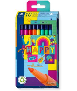 Staedtler Triplus Color 323 Pack de 10 Rotuladores de Punta Fina - Trazo 1mm Aprox - Tinta Base de Agua - Colores Surtidos